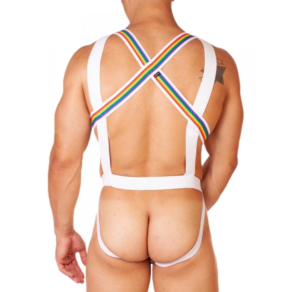 Body Harness Pride Barcode Weiß