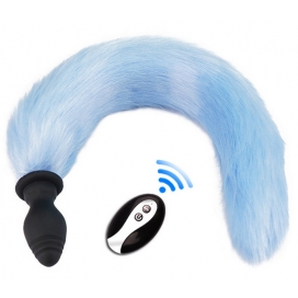 Kinky Puppy Plug Schwanz Vibration Fox Tail Vibe 6.5 x 3.2cm Schwanz 40cm Blau