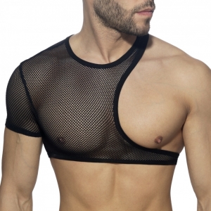 AD Fetish Irregular Mesh Crop Top Black