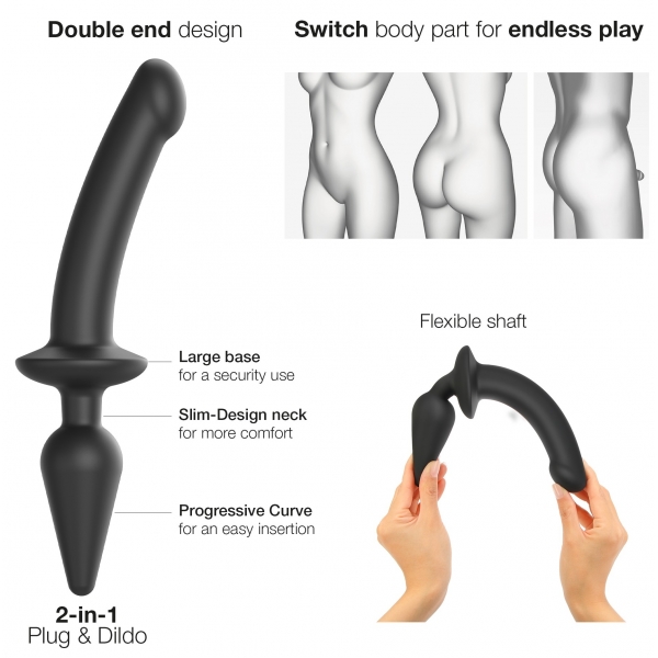 Plug Dildo Switch Strap-On-Me L 16 x 3,4 cm Nero