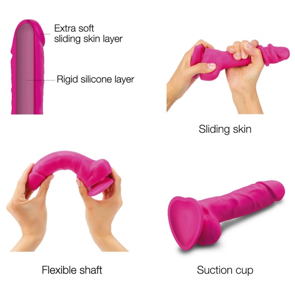 Dildo Deslizante de pele S 13 x 3,7cm Pink