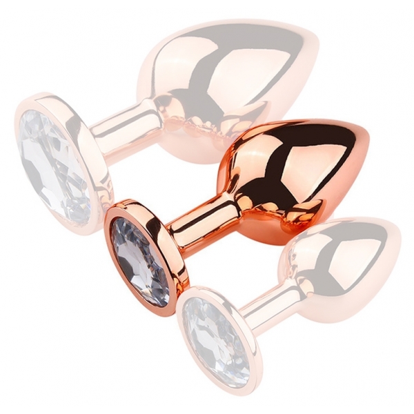 Rose Gold Anal Plug With Diamond CLEAR M