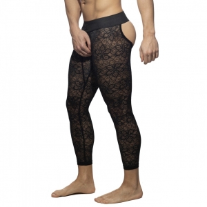 Addicted Long John Bottomless Flowery Lace Black