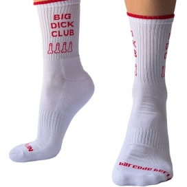 Barcode Berlin Big Dick Club witte sokken met rode rand