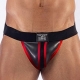 Mister B - Perizoma in neoprene nero-rosso