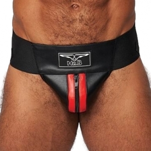 Mr B - Mister B Mister B - Perizoma in pelle nero-rosso