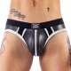 Perizoma in neoprene Jock Brief Mr B Nero-Bianco