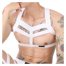 MenSexyWear Multi Band elastic harness White