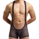 Hot Selling Pure Mesh Boxers Bodysuit BLACK