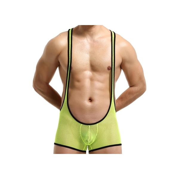 Hot Selling Pure Mesh Boxers Bodysuit GREEN