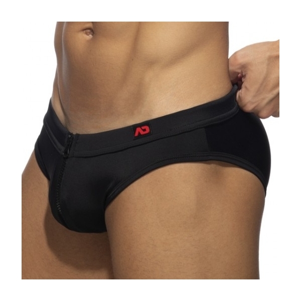 Allover Zip swim trunks Black