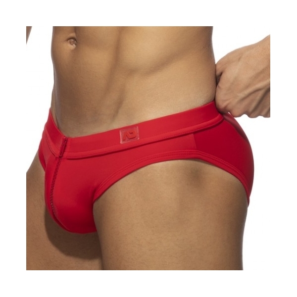 Allover Zip swim trunks Red