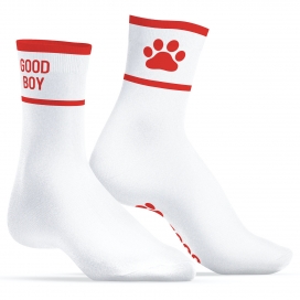 Kinky Puppy Socks Calzini Good Boy Bianco-Rosso