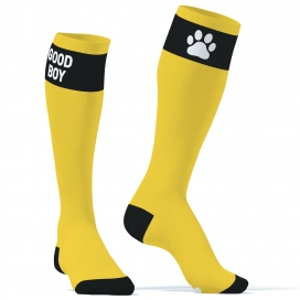 Kinky Puppy Socks Big Good Boy Yellow High Socks
