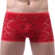 Attractive Lace Gay Low-waist Boxers Men Shorts RED