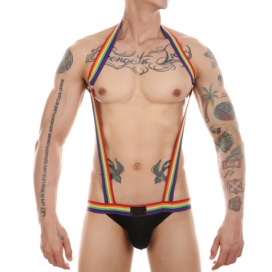 Sexy Haltered Suspender Panty Show Underwear Rainbow