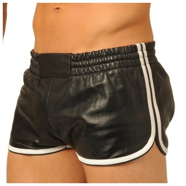 Fist leather shorts Black-White