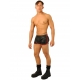Fist leather shorts Black-Red