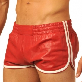 Pantaloncini in pelle Fist Rosso-Bianco