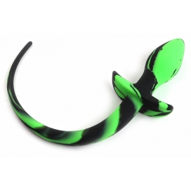 Plug Queue de Chien Silicone Dog Tail 7.5 x 3.1cm Vert Noir