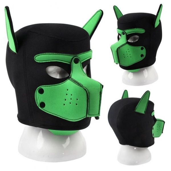 Máscara de neopreno Cachorro Perro En Negro-Verde