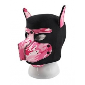 Kinky Puppy Puppy Neopreen Hond Op Masker Zwart-Camouflage Roze