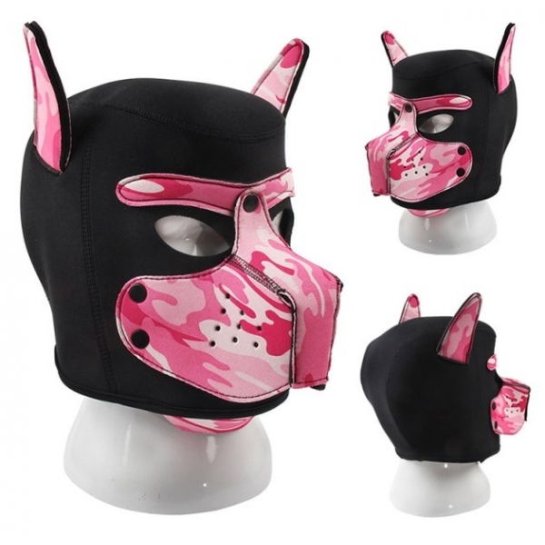 Puppy Neoprene Dog On Mask Black-Camouflage Pink