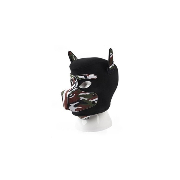 Cucciolo di cane in neoprene con maschera nera mimetica