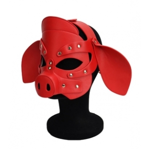 Kinky Puppy Pig Bondage Hood RED