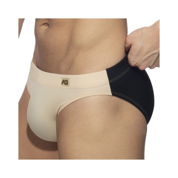 Bicolor Swim Briefs Beige-Black