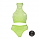 Fluo Green Mesh Bustier and Panty Set