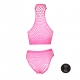 Set bustier e mutandine a rete rosa fluorescente