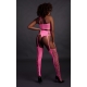 Fluorescent Pink 2-Piece Bustier and Suspender Belt Set