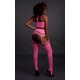 Fluorescent pink 2-piece halter top and garter belt set