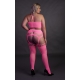 Fluorescent pink 2-piece halter top and garter belt set