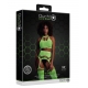 Fluorescent green 2-piece halter top and garter belt set