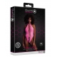 Fluorescent pink open crotch bodysuit with bare back