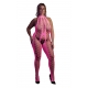 Fluorescent Pink Mesh and Halter Jumpsuit