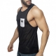 Mesh Pocket Contrast Tank Top Black-White