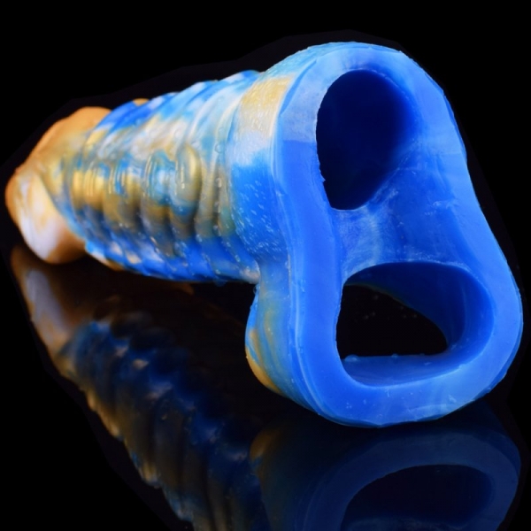 Monster Frex penis sleeve 18 x 5cm Blue-Yellow