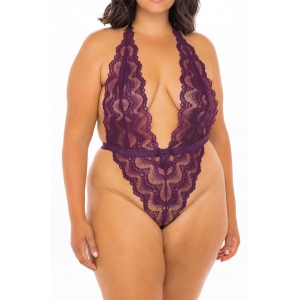 Oh Là Là Chéri ALESSA HIGH LEG SCALLOPED LACE TEDDY