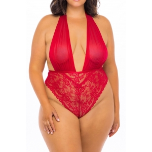 Oh Là Là Chéri ARIA MESH PLUNGE HALTER TEDDY