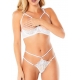 ELAINA 2 PC LACE SHELF CUP BRA AND MULTI STRAP THONG