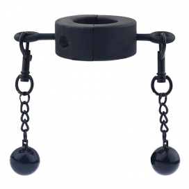 Metal Ballstretcher with Testicle S 32mm - Height 12mm - Weight 275g Black