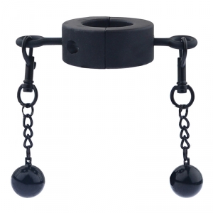 MenSteel Metallic Testicle Stretcher Weights - 2 Balls BLACK M