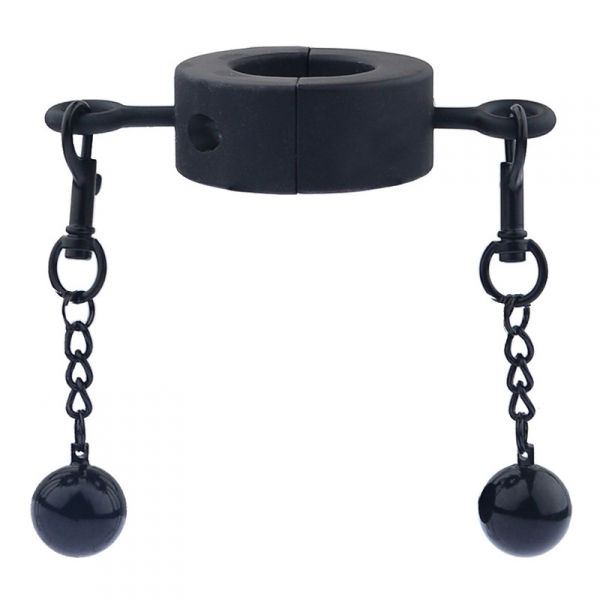 Metallic Testicle Stretcher Weights - 2 Balls BLACK M