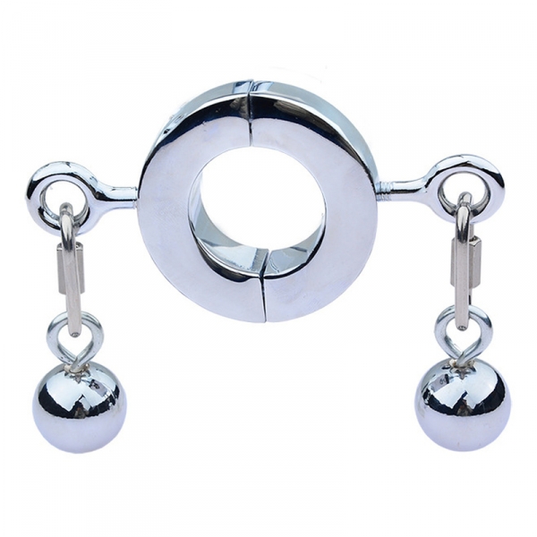 Ballstretcher aus Metall mit Testicle-Kugeln M 32mm - Höhe 20mm - Gewicht 485g Silber