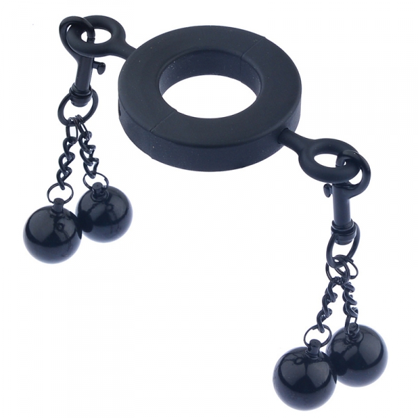 Ballstretcher aus Metall mit 4 Big Testicle Kugeln M 32mm - Höhe 20mm - Gewicht 535g Schwarz