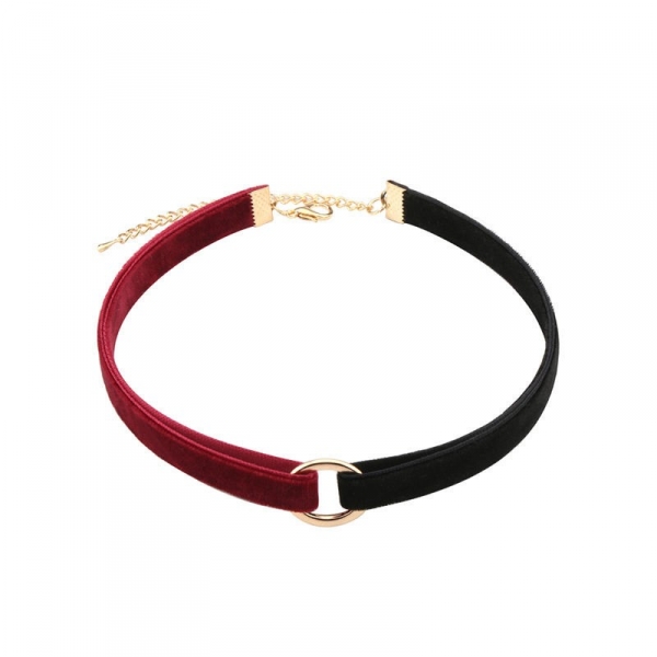 VELVET DUO choker Zwart-Rood