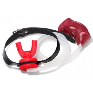 KINKgear Knebel Urinal mit weichem Käfig Rot